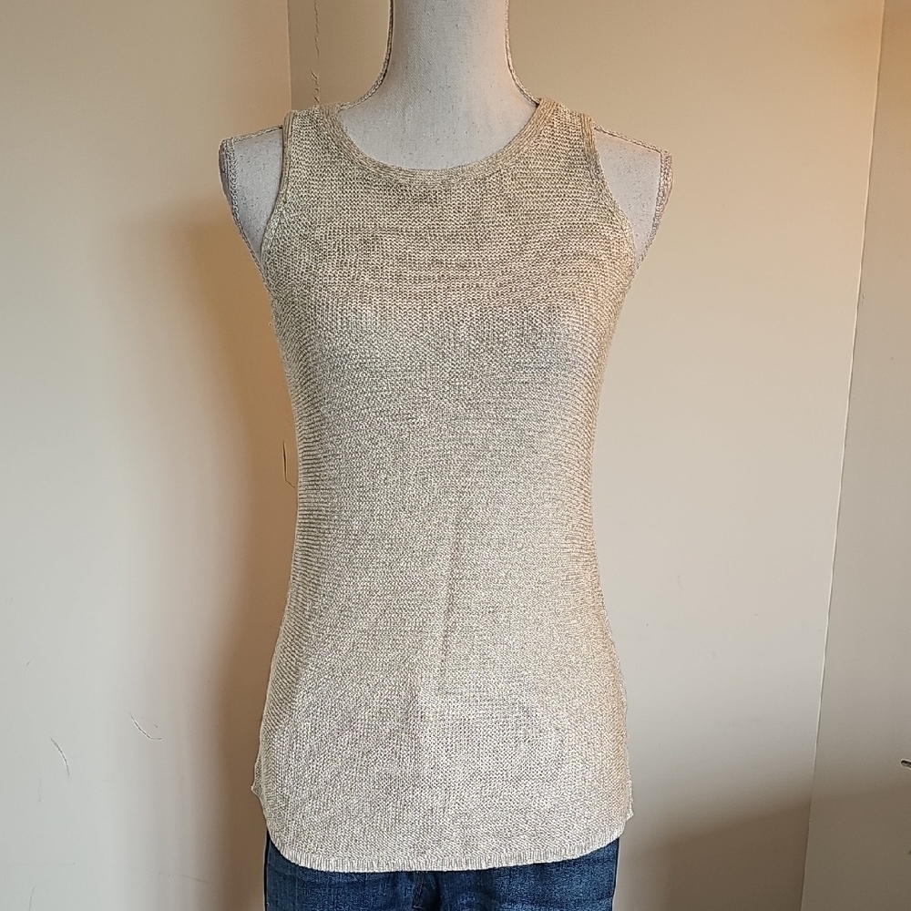 White House Black Market Cream Knit Tank Top